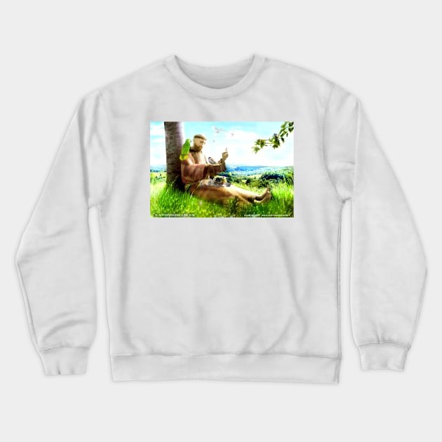 Saint Francis and the sermon-preaches to the birds Crewneck Sweatshirt by Andrea Matarazzo